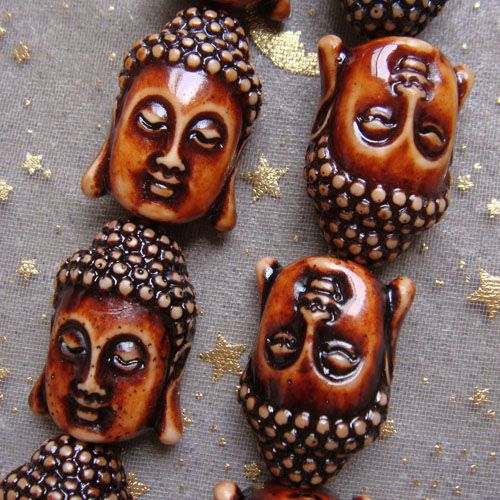 l0584 Carve Ox Bone Buddha Head Prayer Beads 15PCS New  