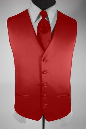Mens Suit Tuxedo Dress Vest and Necktie Red Medium  