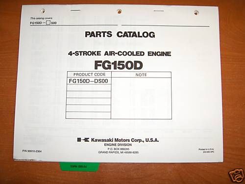 Kawasaki FG150 series engine parts manuals motor  