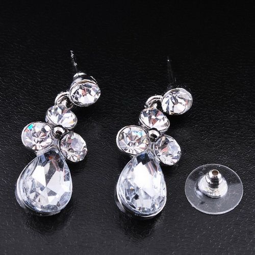 free clear womens bridal Necklace Earring 1set H27854 white gold 
