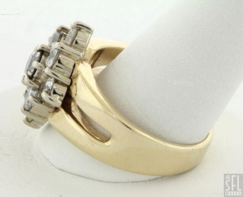 HEAVY 14K GOLD 2.11CT VS DIAMOND CLUSTER COCKTAIL RING SIZE 7.75 