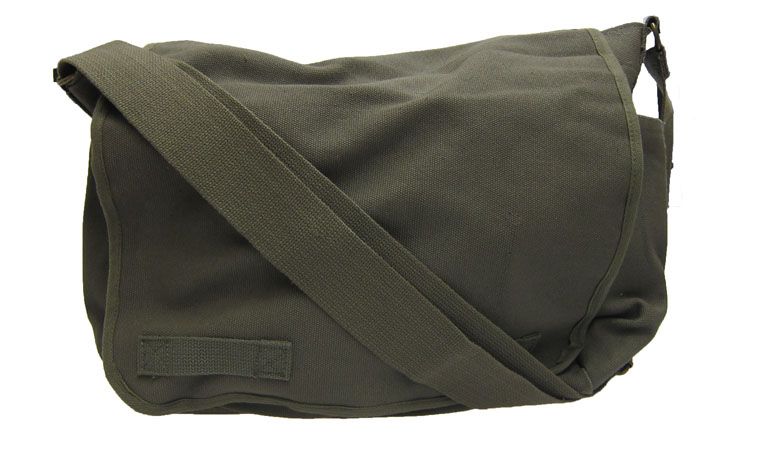 Rothco Classic Heavyweight Canvas Messenger Bag Olive Army Surplus 