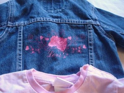 24 M Baby Girls Levi Denim Jacket Pink Trim & T Shirt  