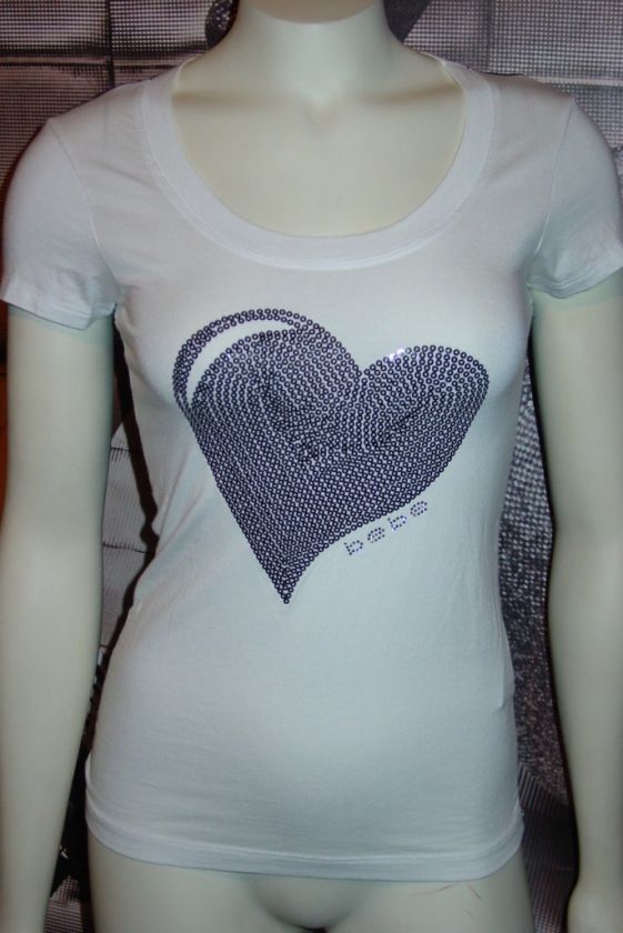 BIG SALE PRICES *xs*s*m*l* BEBE LOGO tee shirt top *white* tons to 