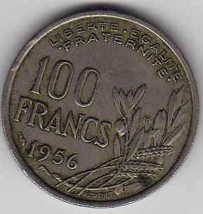 1956 France 100 FRANCS Coin Key Date  