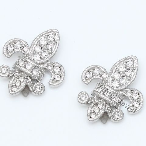 Fleur De Lis Crest Symbol Rhinestone Crystal Earrings VE625  