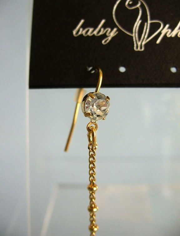 Baby Phat Gold Crystal Chandelier Dangle Earrings 623  