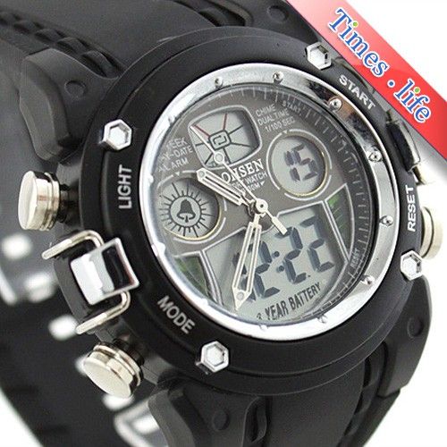 New Black Clear Waterproof Sport Diving Watch Mens Boy Dual Hours Date 